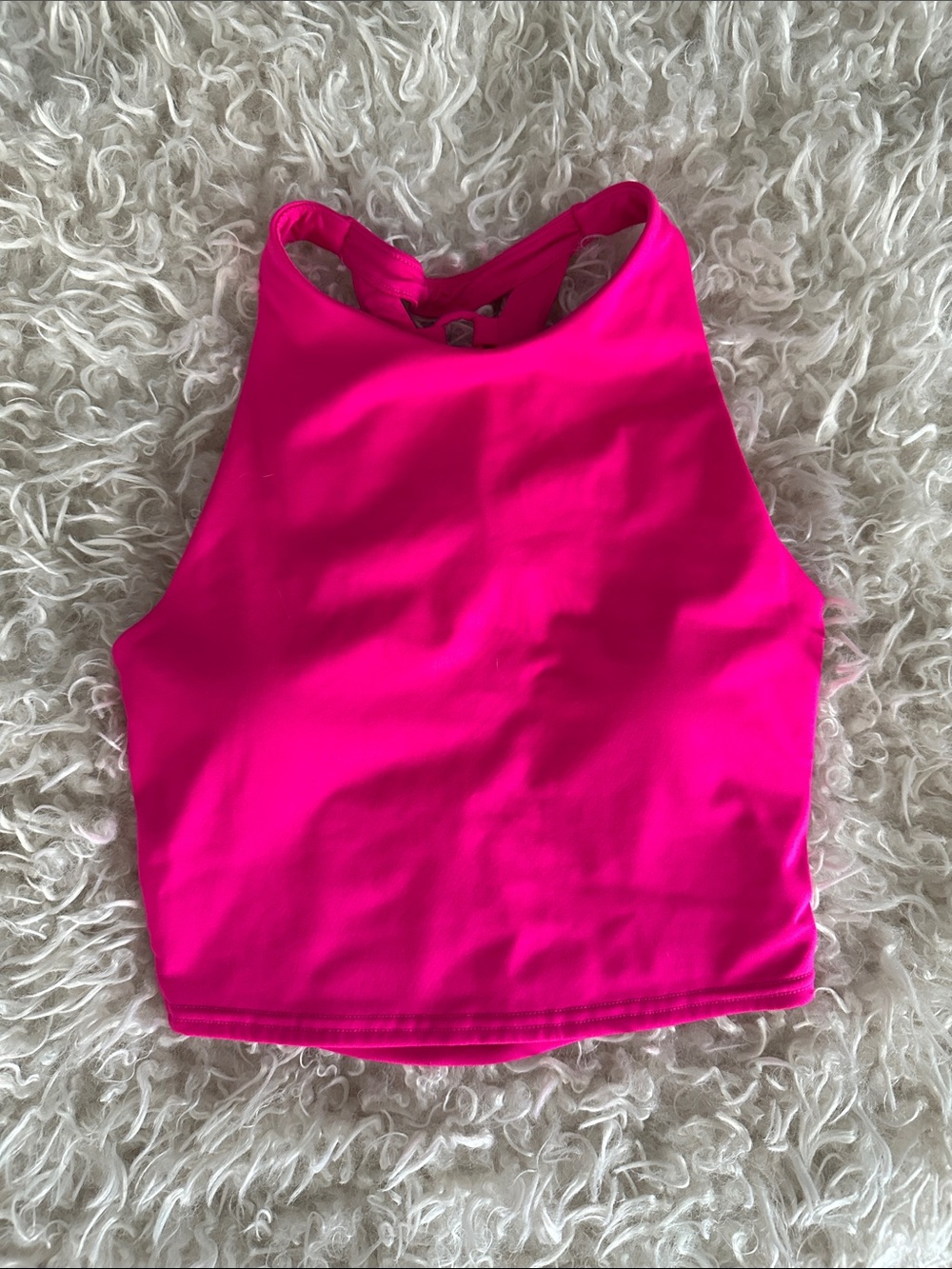 ALO Yoga Hot Pink High Neck Crop Tank